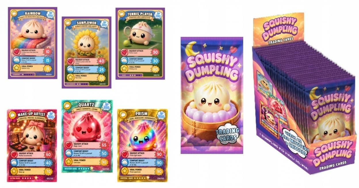 Karty laminowane kolekcjonerskie Squishy Dumpling mix 5 sztuk