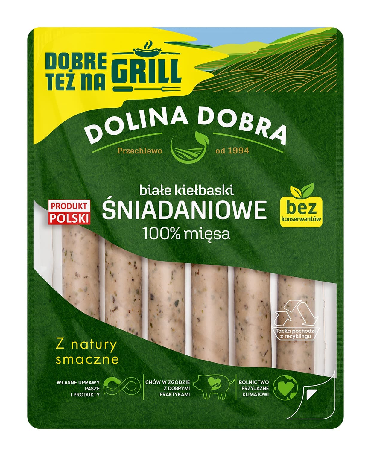Kiełbaski białe 100% mięsa bez konserwantów 200g Dolina Dobra