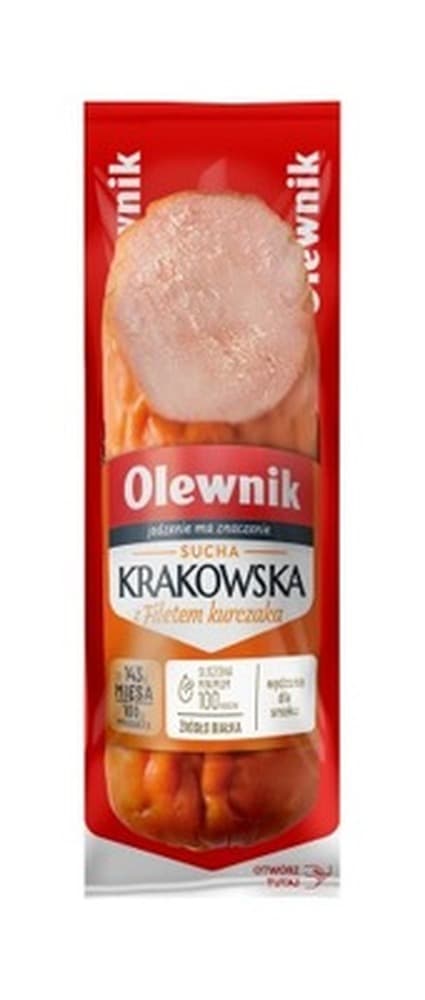 Krakowska kiełbasa sucha z filetem z kurczaka plastry 90 g Olewnik