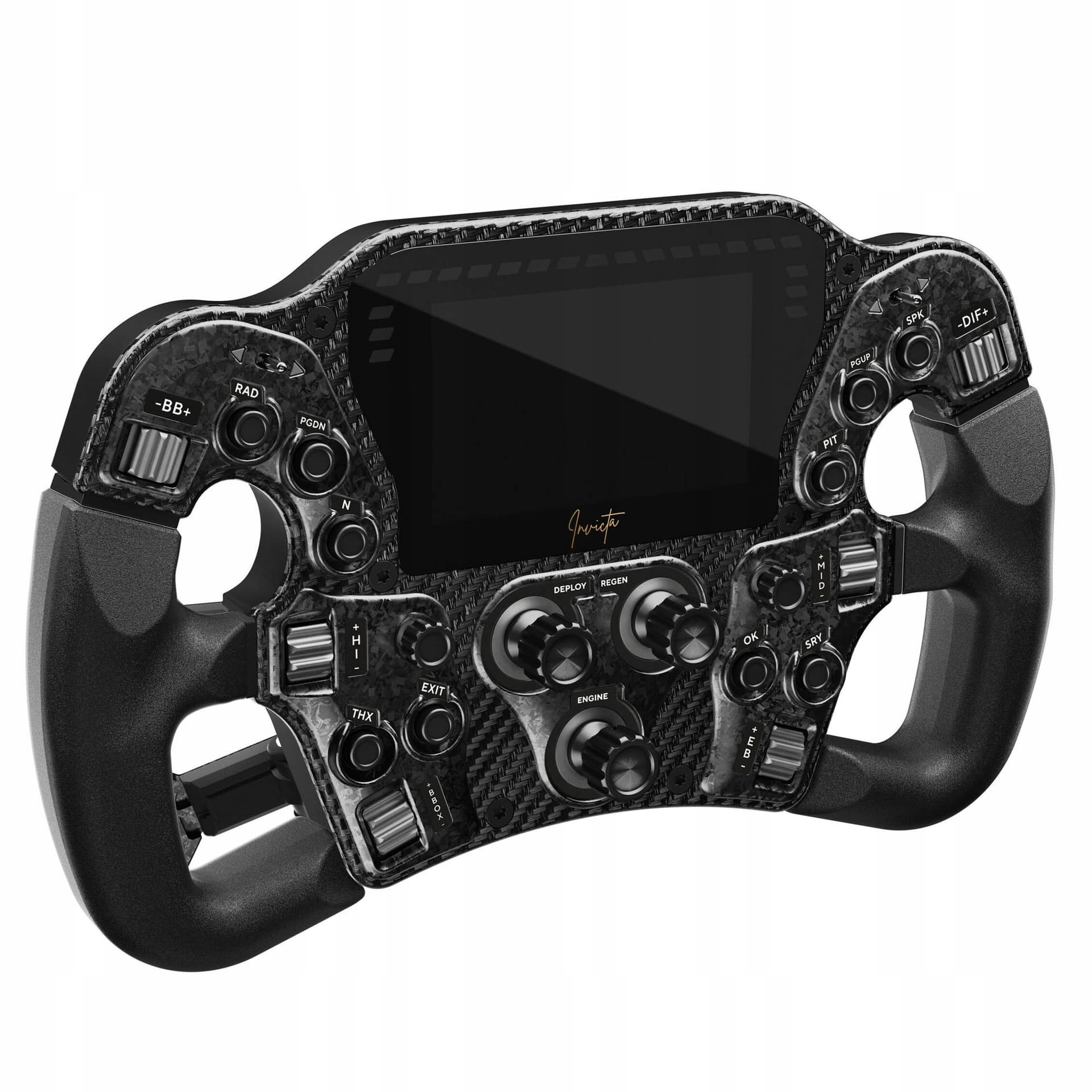 Kierownica Asetek SimSports Invicta Formula z 4,3-calowym wyświetlaczem LCD USB-C w edycji Red on Black