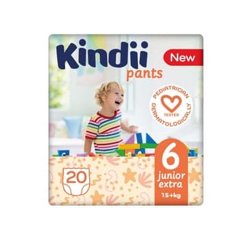 Kindii Pieluchomajtki dla dzieci Junior Extra Rozmiar 6 (powyżej 15 kg) 20 sztuk