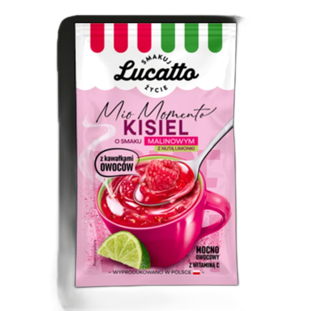 Kisiel malina z nutką limonki - z kawałkami owoców Lucatto 31,5g