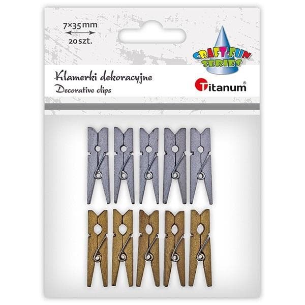 Klamerki drewniane dwukolorowe 7 x 35 mm, 10 sztuk