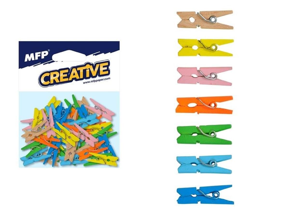 Klamerki drewniane dekoracyjne 2,5 cm kolorowe