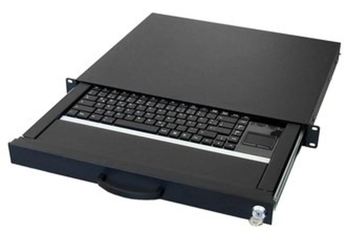 Klawiatura Aixcase 19" Rack 1U z Touchpadem, USB, czarna