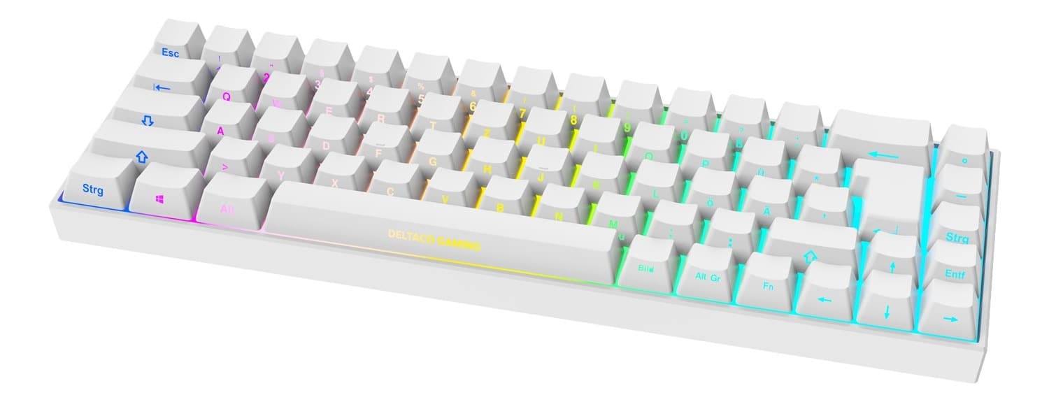 Klawiatura Deltaco Gaming GAM-100-W-DE USB + RF Wireless + Bluetooth QWERTZ Niemiecki Biały
