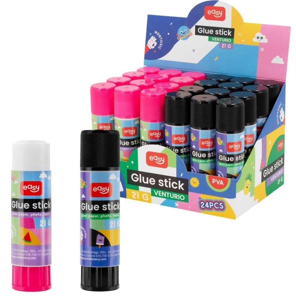 Klej w sztyfcie PVA Easy 21 g mix 24 sztuki