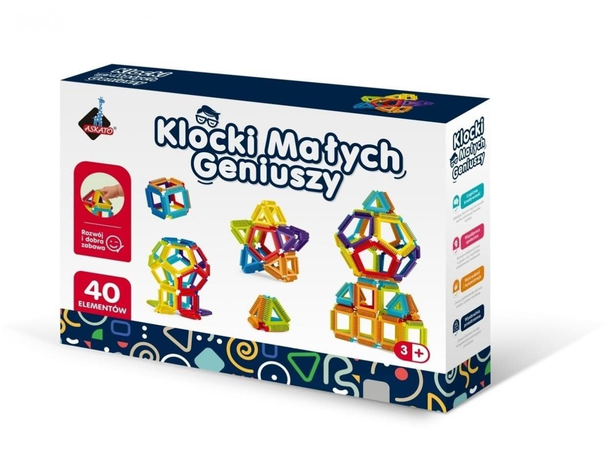 Klocki geometryczne z szczotkami dla małych geniuszy 40 elementów