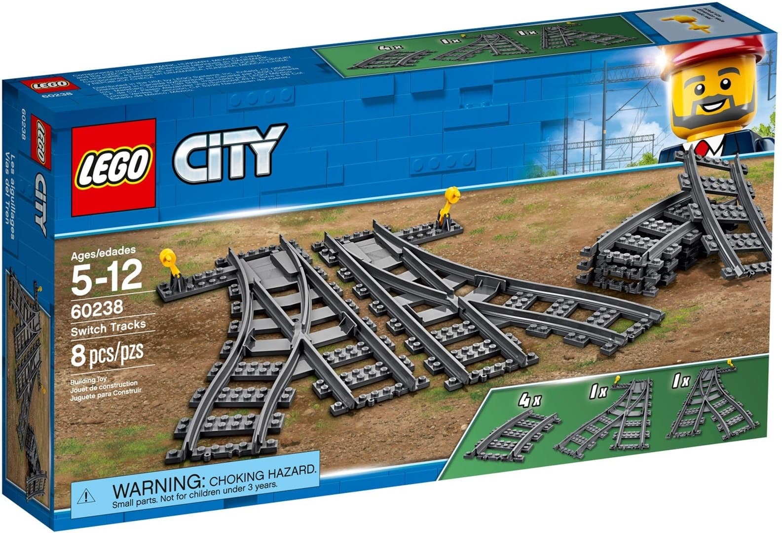 LEGO City Trains Zwrotnice Kolejowe Klocki 8 elementów