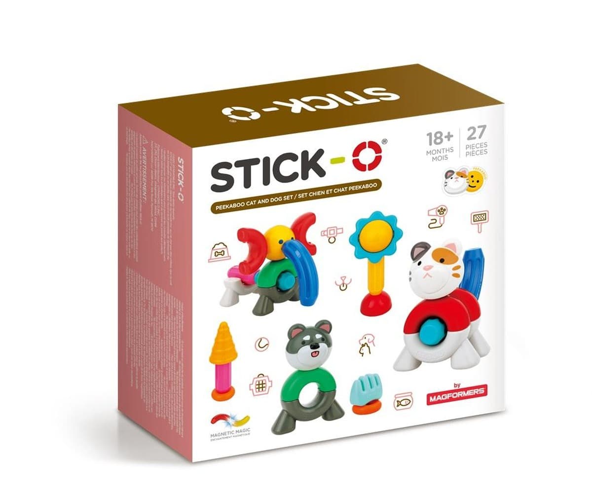Klocki magnetyczne Stick-O Zestaw Kot i Pies 27 elementów