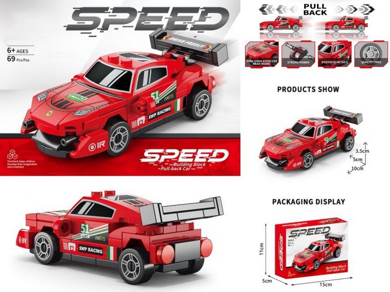 Klocki samochód pull back 69 elementów