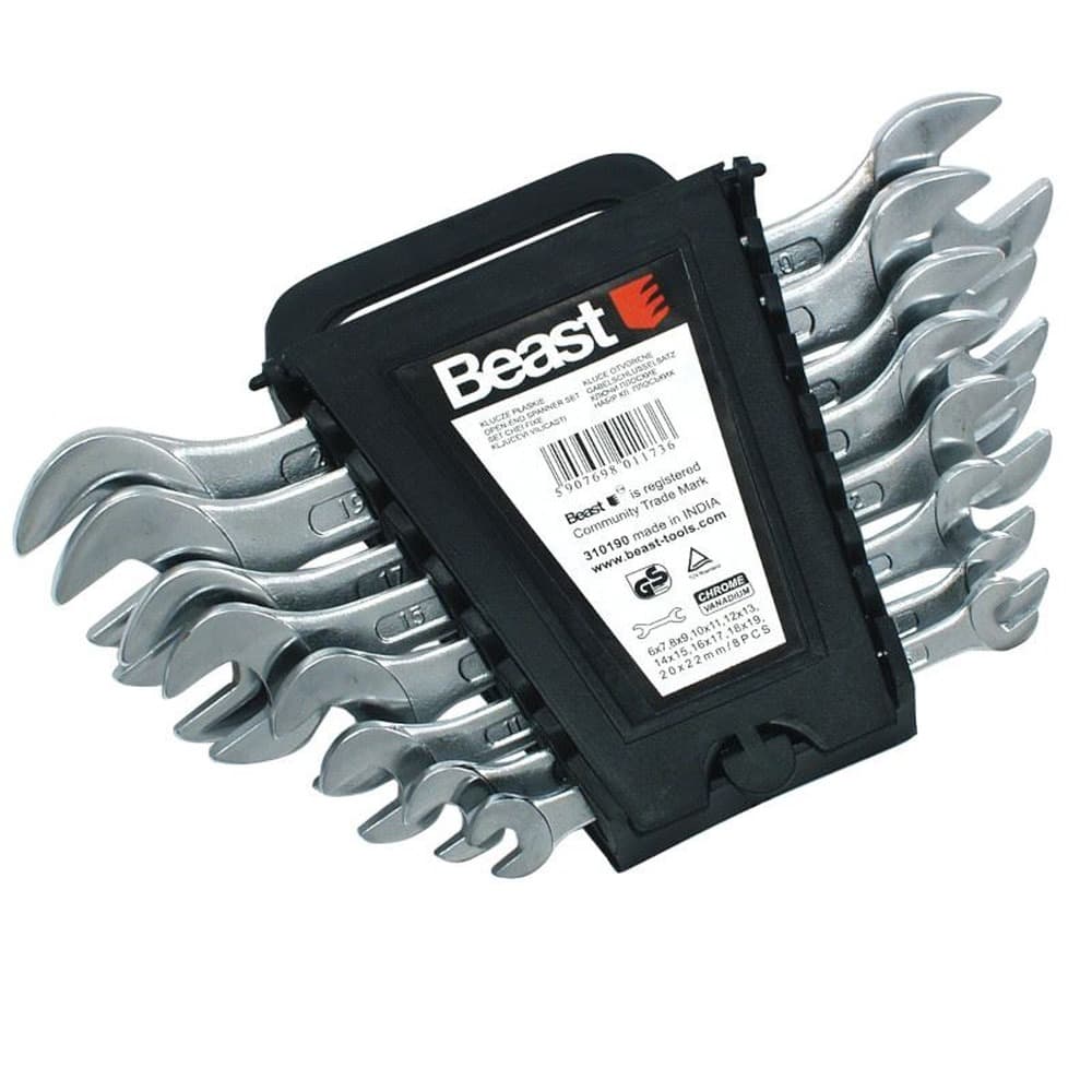 Klucze płaskie BEAST 6-22 mm chromowo-wanadowe 8 sztuk