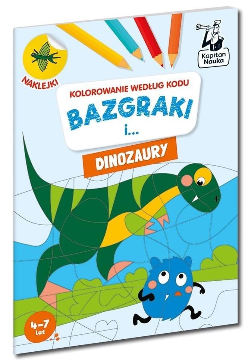 Kolorowanka edukacyjna Bazgraki - Dinozaury Kolorowanie - Kapitan Nauka