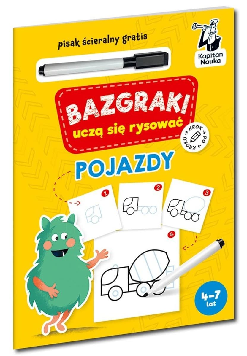 Kolorowanka edukacyjna Bazgraki - Pojazdy uczą się rysować - Kapitan Nauka