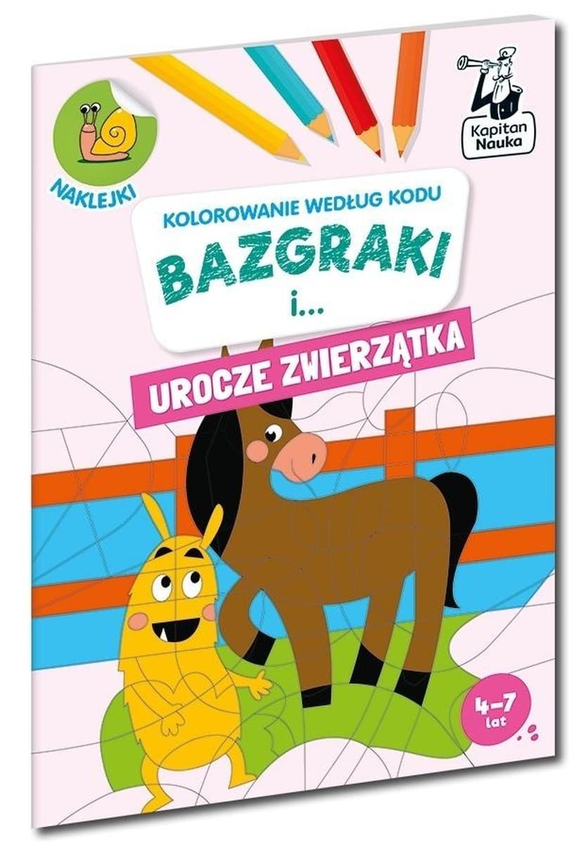 Kolorowanka edukacyjna Bazgraki - Urocze zwierzątka Kolorowanie - Kapitan Nauka