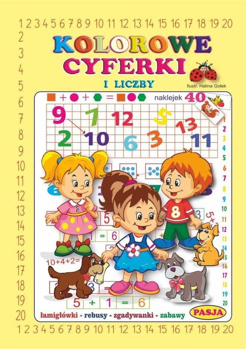 Kolorowe cyferki i liczby - książka edukacyjna z naklejkami dla dzieci