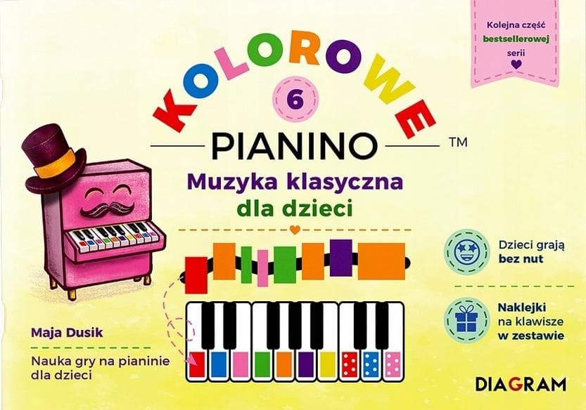 Kolorowe Pianino 6 Nuty dla dzieci na pianino i keyboard z kolorowymi diagramami