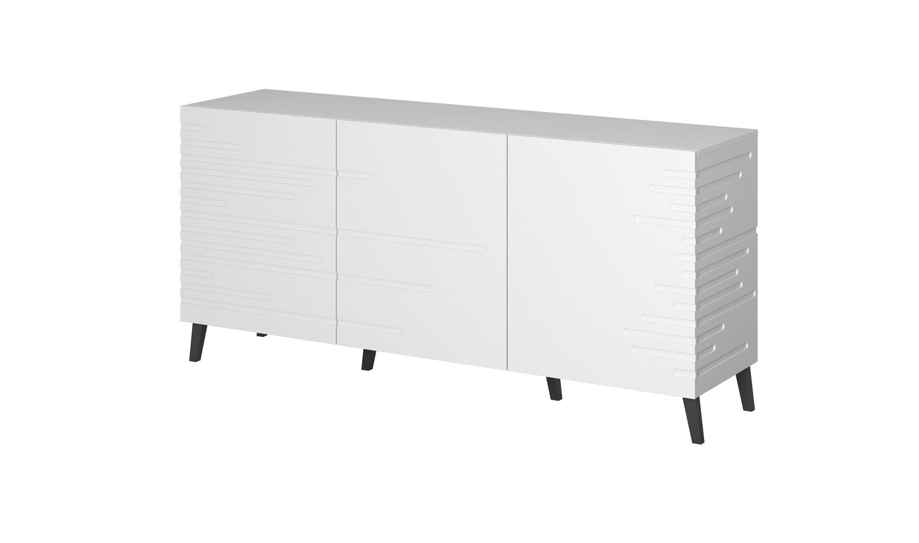Komoda NOVA 155x40x72 biały mat 3 drzwi 3 półki