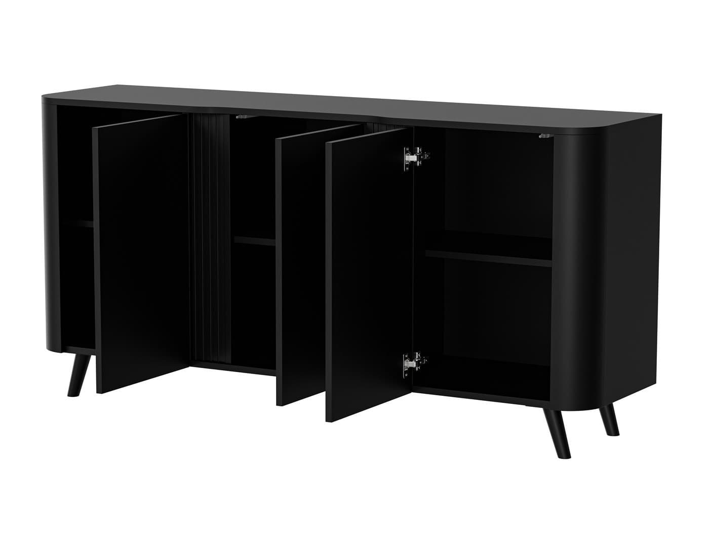 Komoda VOLARE 151x39x75 czarny nowoczesna 3 drzwi