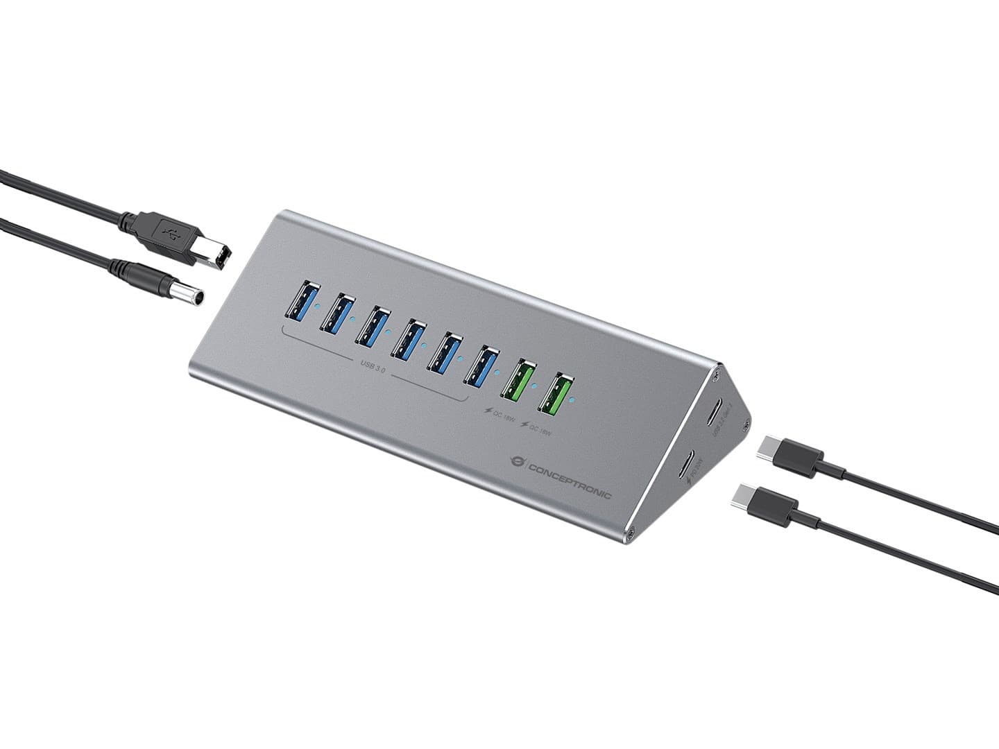 Koncentrator USB 3.0/3.2 Gen 1 Type-C z 6 portami USB-A i zasilaniem