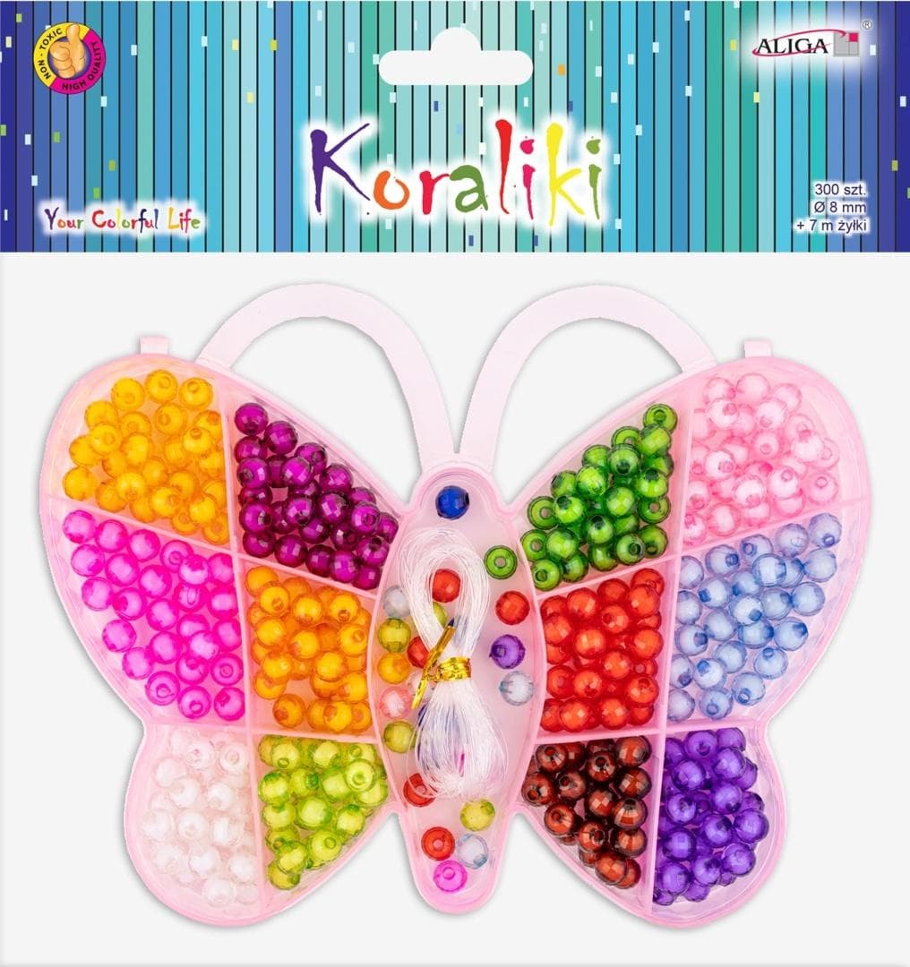 Koraliki plastikowe w kształcie motyla 8mm 300szt MIX Kolorów