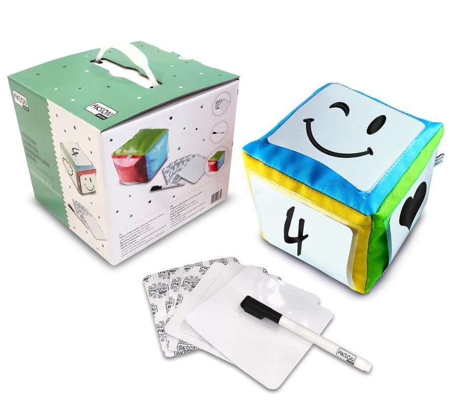 Kostka edukacyjna z kieszeniami Akson 15 cm + 6 kart + pisak