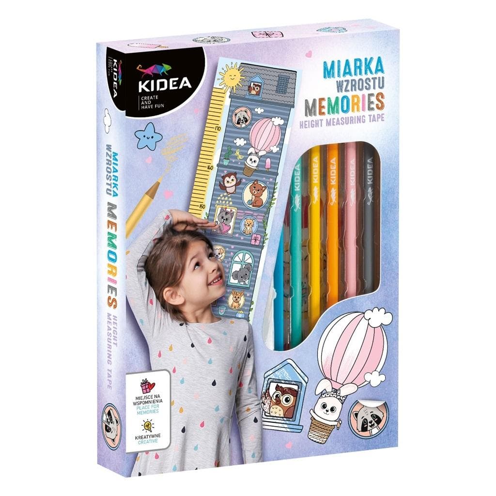 Kidea Kreatywna Miarka Wzrostu dla Dzieci z Kredkami i Naklejkami