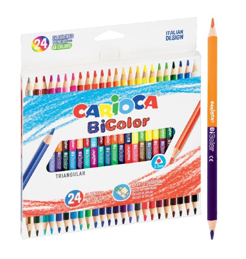 Carioca Kredki Ołówkowe Trójkątne BiColor 24/48