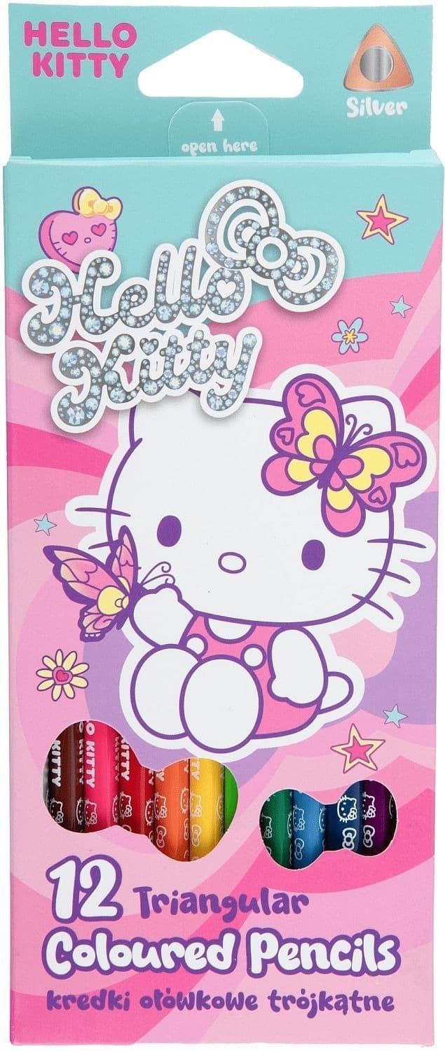 Kredki ołówkowe trójkątne Hello Kitty 12 kolorów