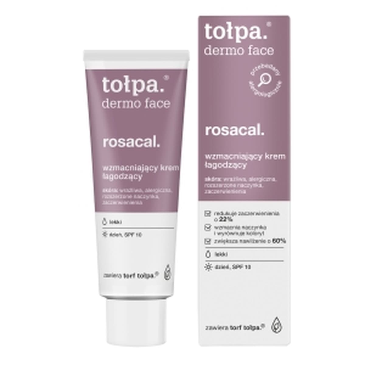 Krem do twarzy TOLPA DERMO FACE ROSACAL na dzień SPF 10 40 ml lekki wzmacniający łagodzący