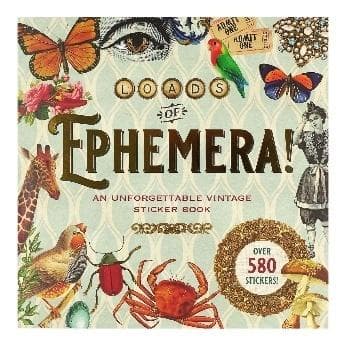 Książka z naklejkami Loads of Ephemera 580 sztuk vintage