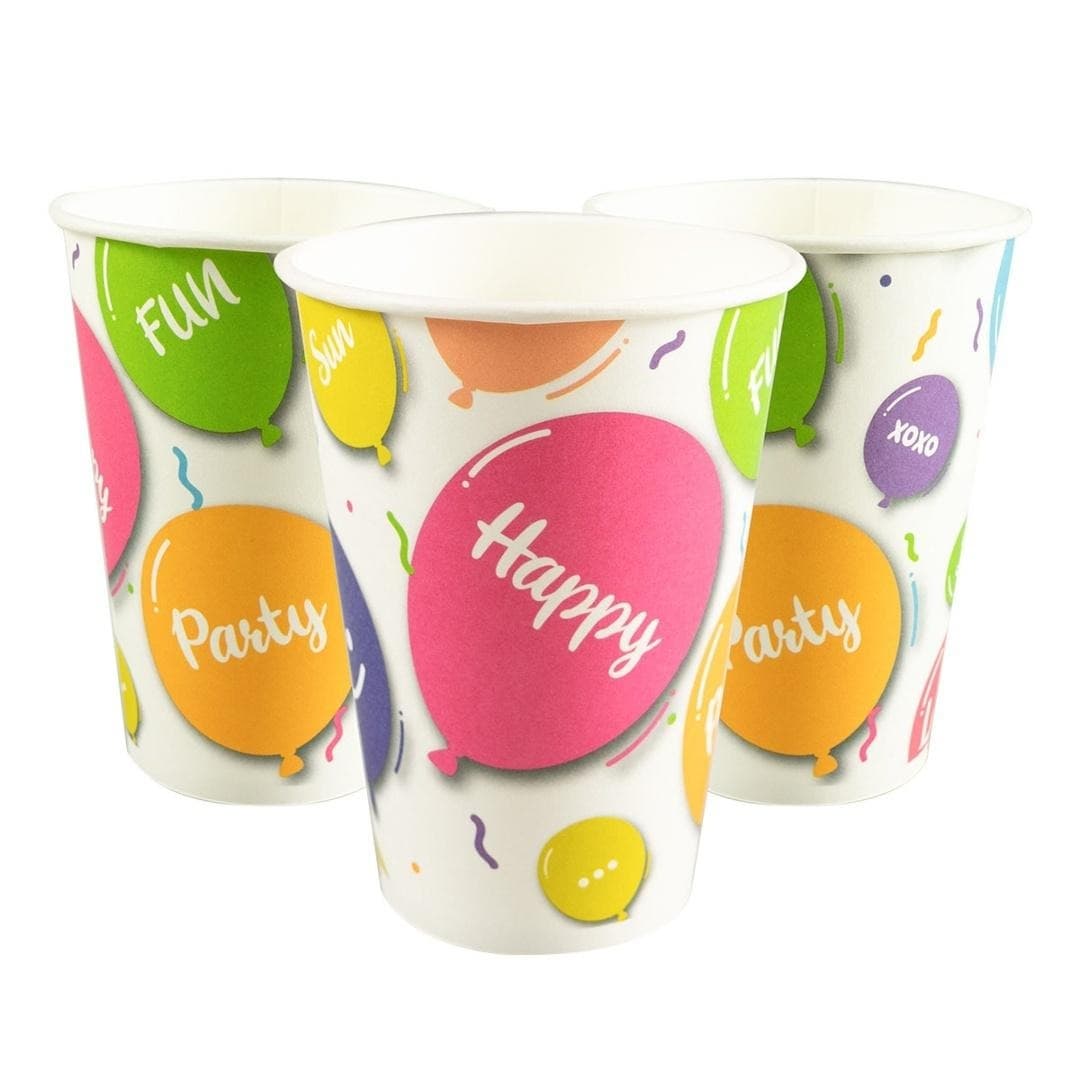 Kubki papierowe z balonami 200 ml 8 sztuk