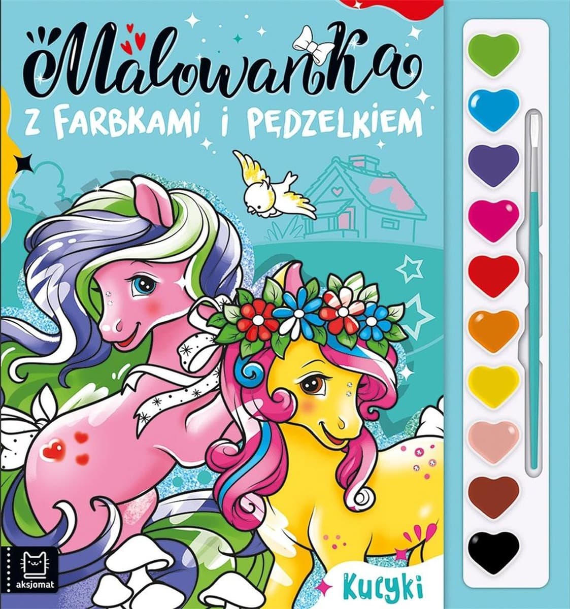 Kucyki Agaty Kaczyńskiej. Malowanka z farbkami i pędzelkiem dla dzieci