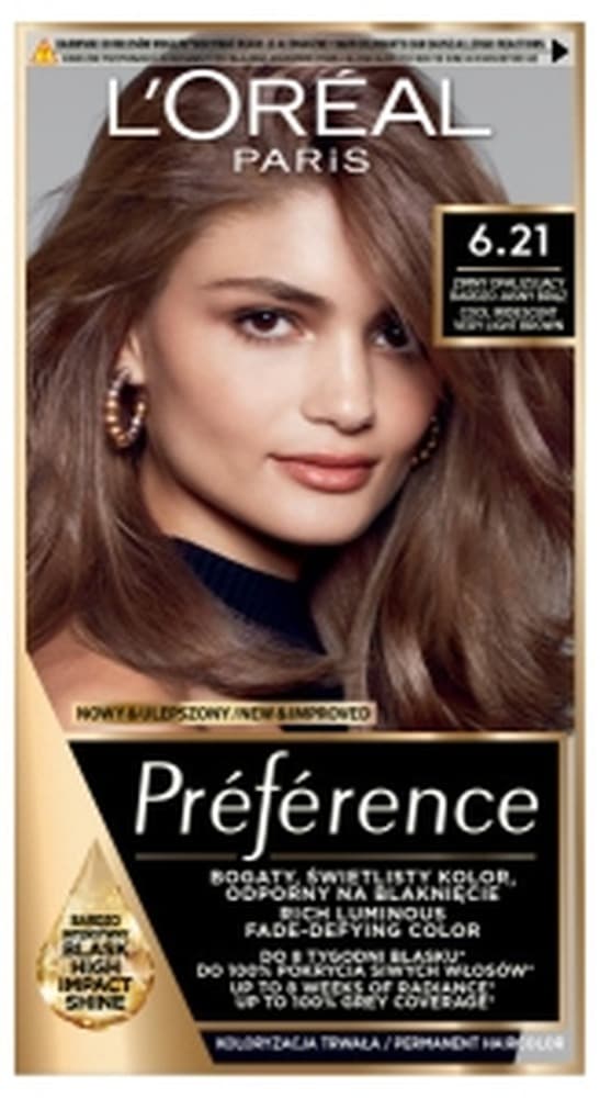 L'Oreal Preference Farba do Włosów 6.21 Zurich Zimny Opalizujący Brąz