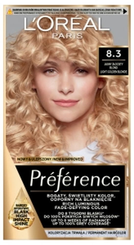 L'Oréal Paris Préférence Farba do Włosów 8.3 Cannes Jasny Złocisty Blond