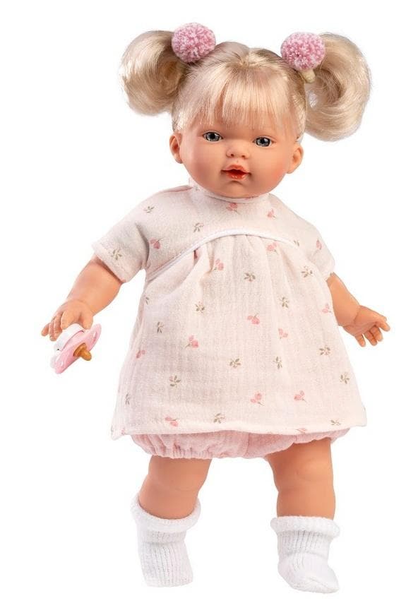 Lalka bobas płacząca Roberta 33 cm Llorens z ubrankiem i smoczkiem