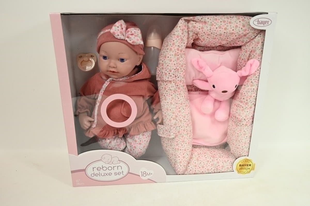 Lalka Reborn 38 cm z nosidełkiem (nr art. 93827AP)