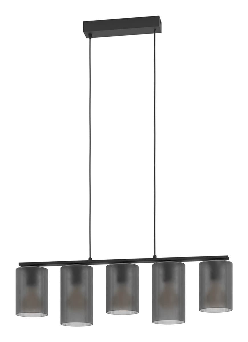 Lampa sufitowa EGLO Colomera, 5x40W, E27, stal/szkło, czarno-szara
