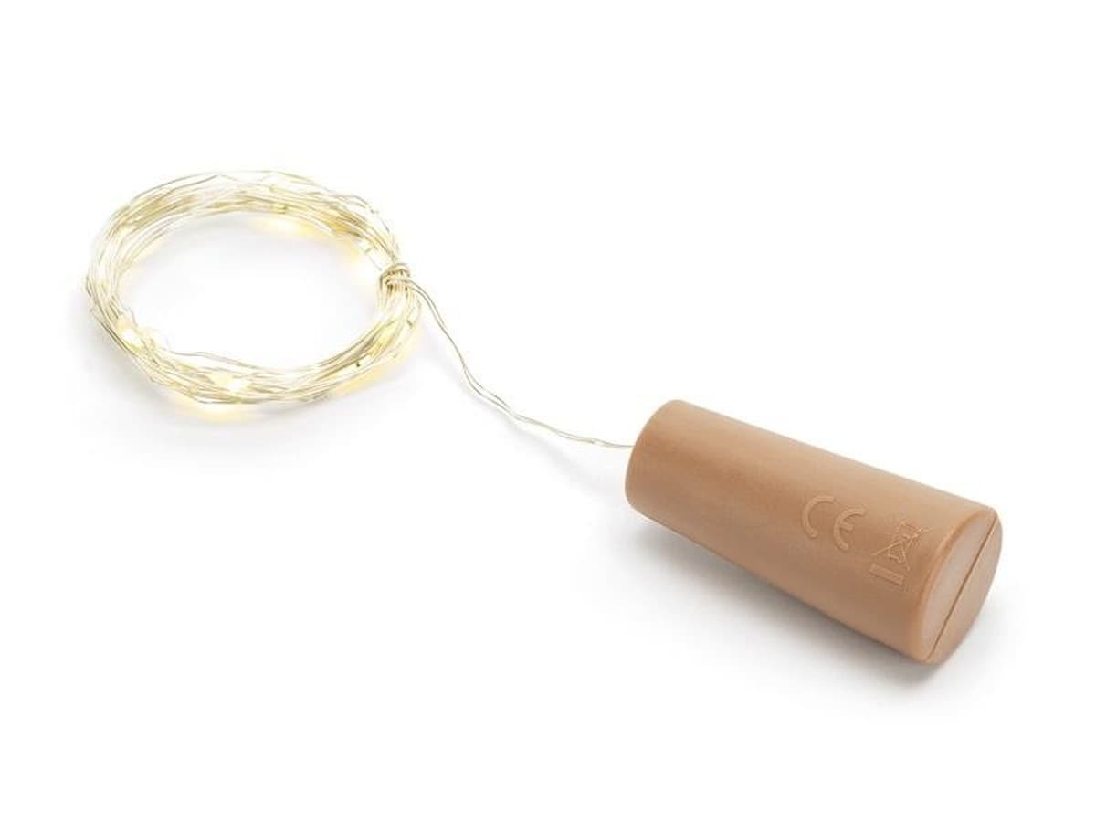 Lampki LED z korkiem do butelki ciepłe białe 197 cm