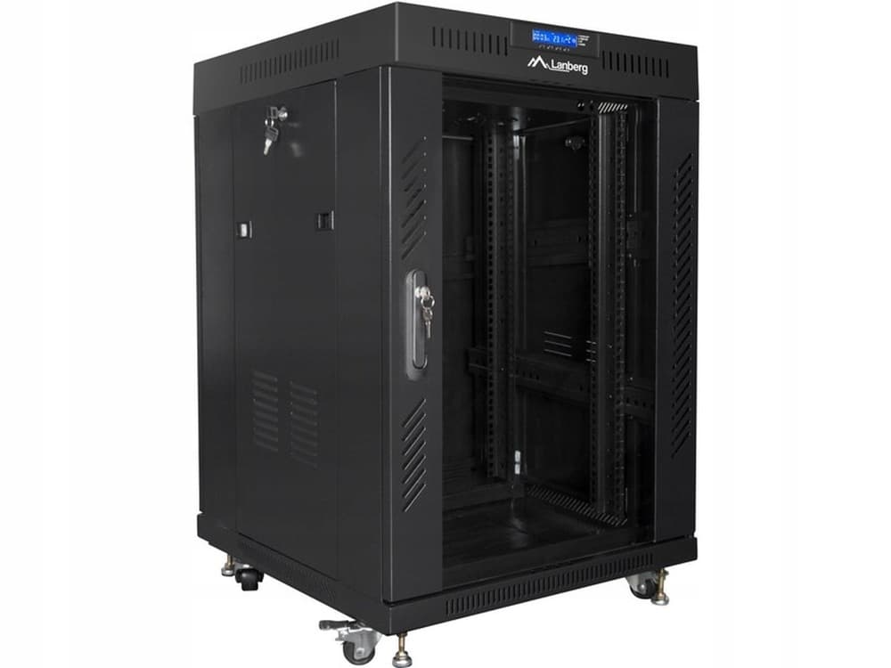 LANBERG Szafa Rack 19" 15U 600x600 Drzwi Szklane LCD Czarna (Flat Pack)