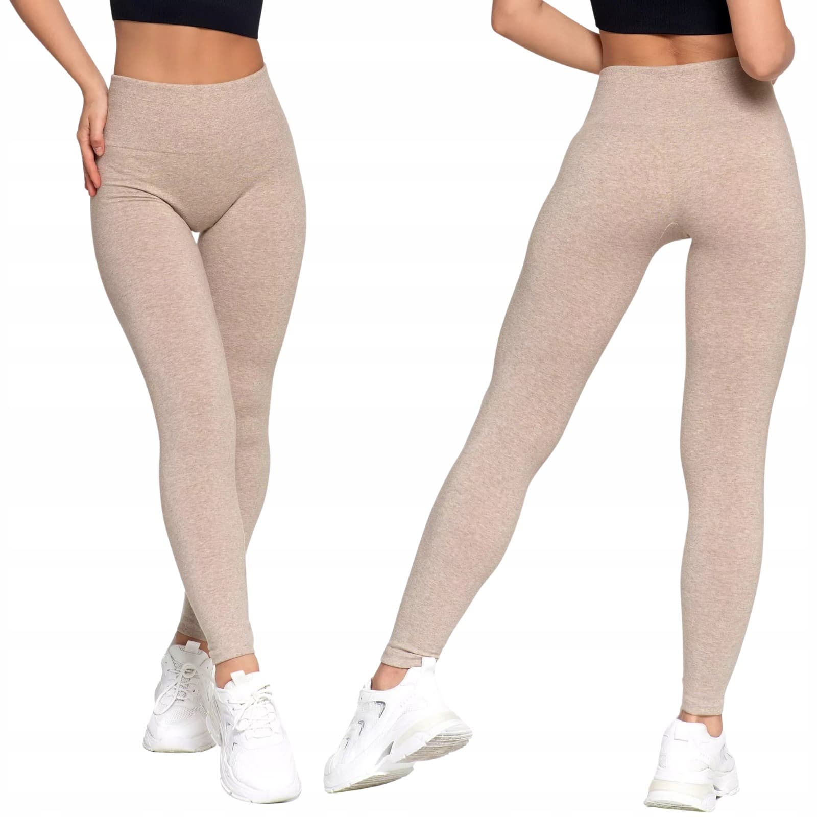 Legginsy damskie modelujące sylwetkę kremowe rozmiar M