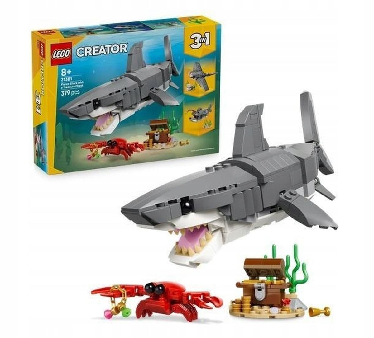 LEGO Creator Groźny rekin ze skrzynią skarbów zestaw klocków 3 w 1