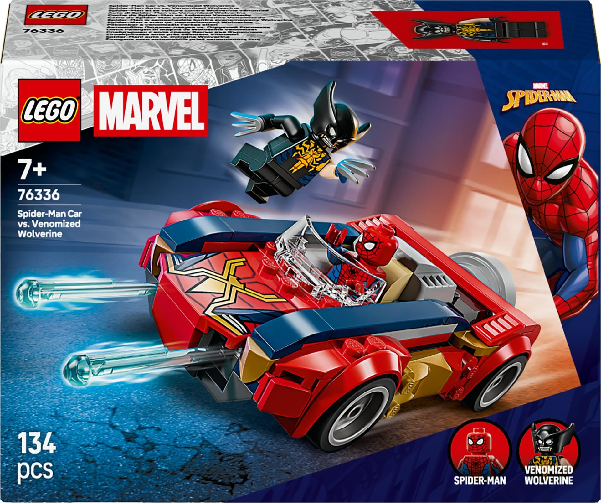 LEGO Marvel Super Heroes Wolverine jako Venom i samochód Spider-Mana zestaw klocków