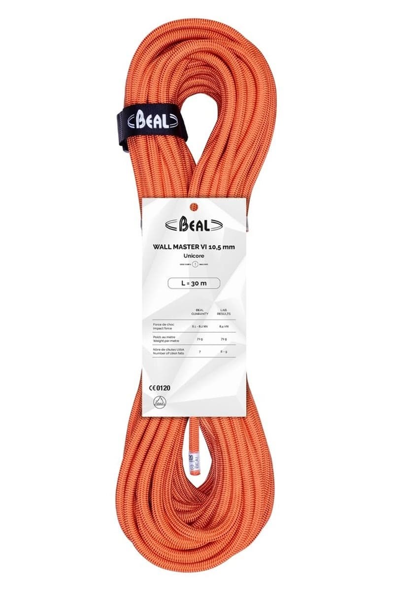 Lina wspinaczkowa Beal Wall Master Unicore 10,5mm 30m - pomarańczowa