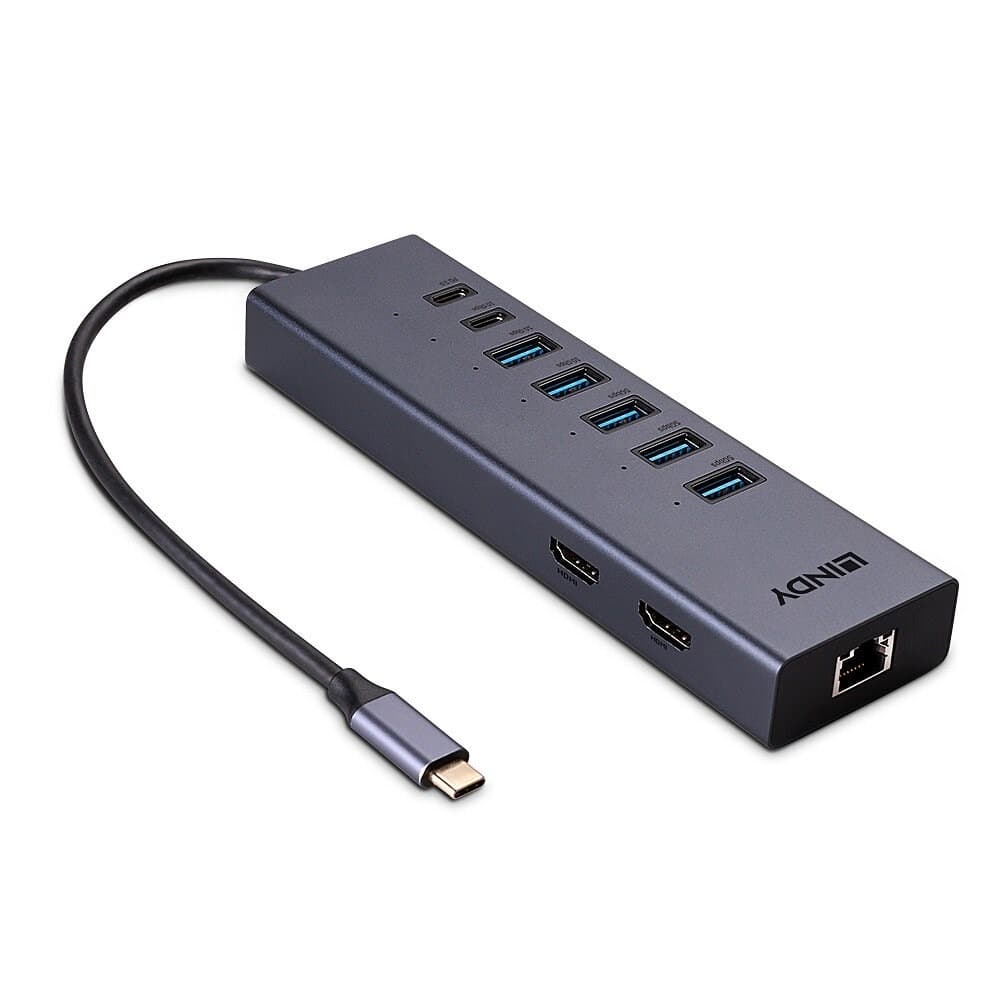 Lindy Stacja Dokująca USB-C 3.2 Gen 2 Szara
