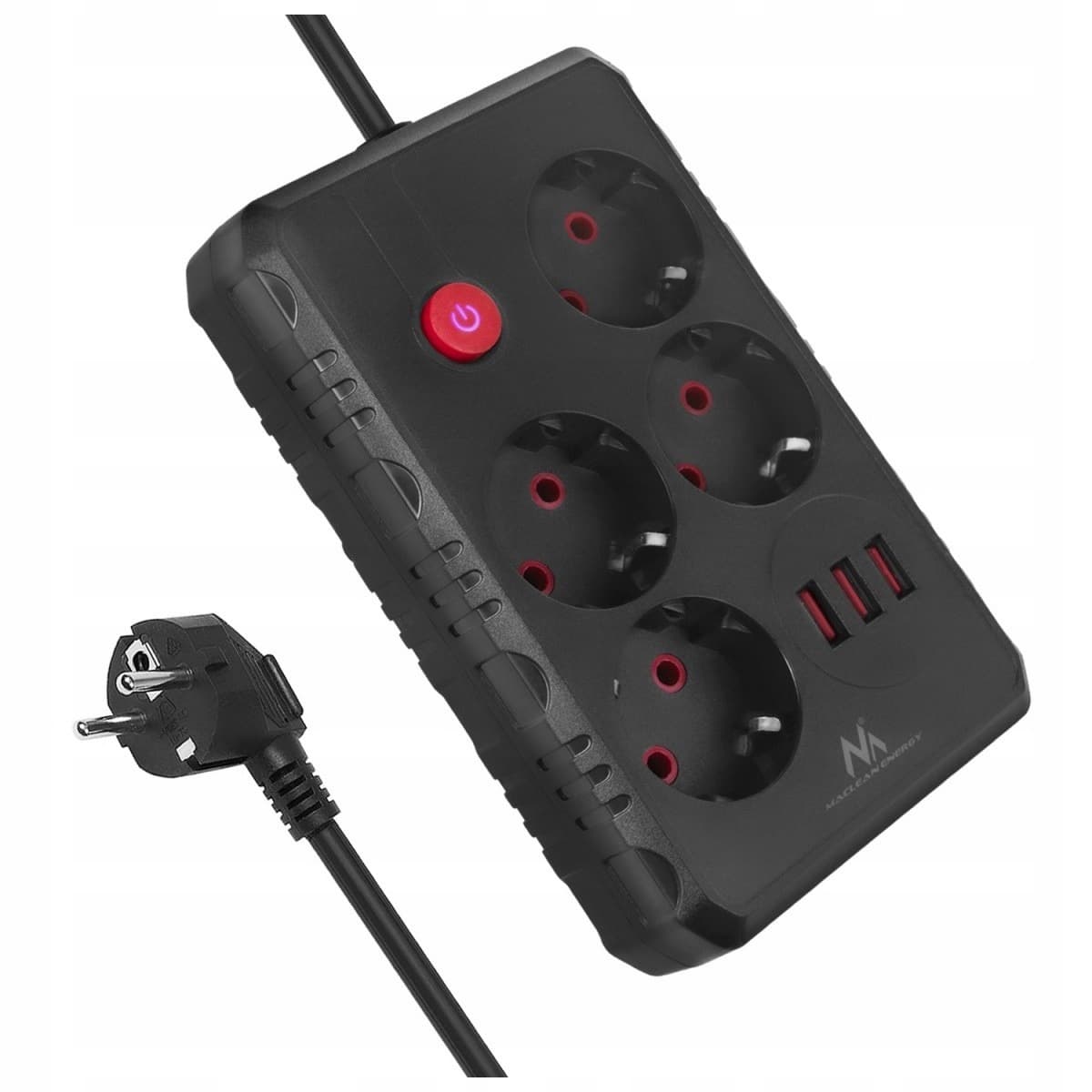 Listwa zasilająca Maclean 4 gniazda 3xUSB 3m czarna