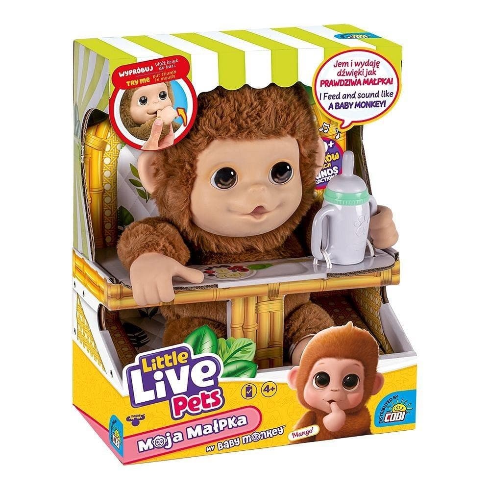 Little Live Pets Interaktywna Małpka Mango Reaguje na Dotyk i Dźwięki