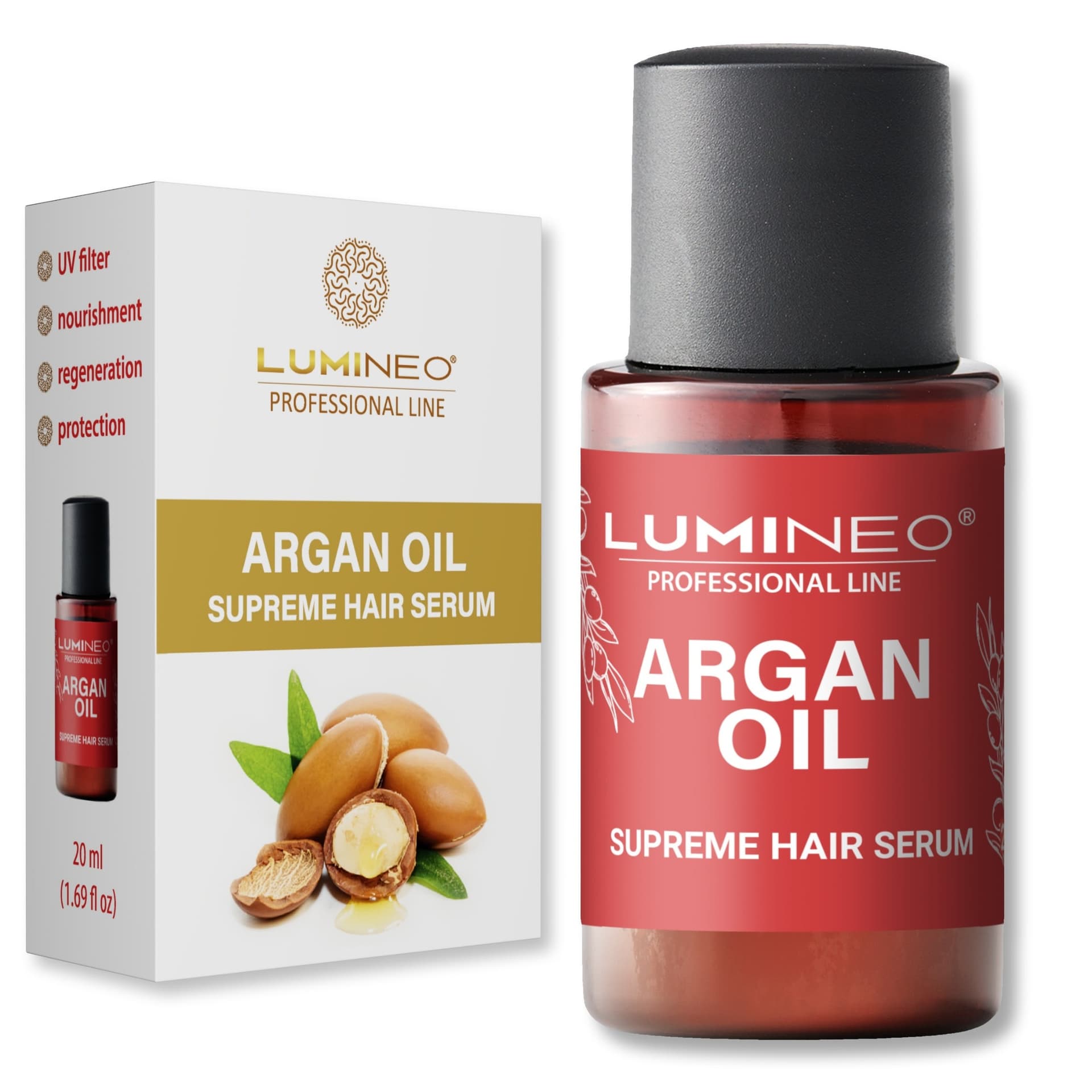 Lumineo Serum do włosów z olejem arganowym - regeneracja, nawilżenie, blask