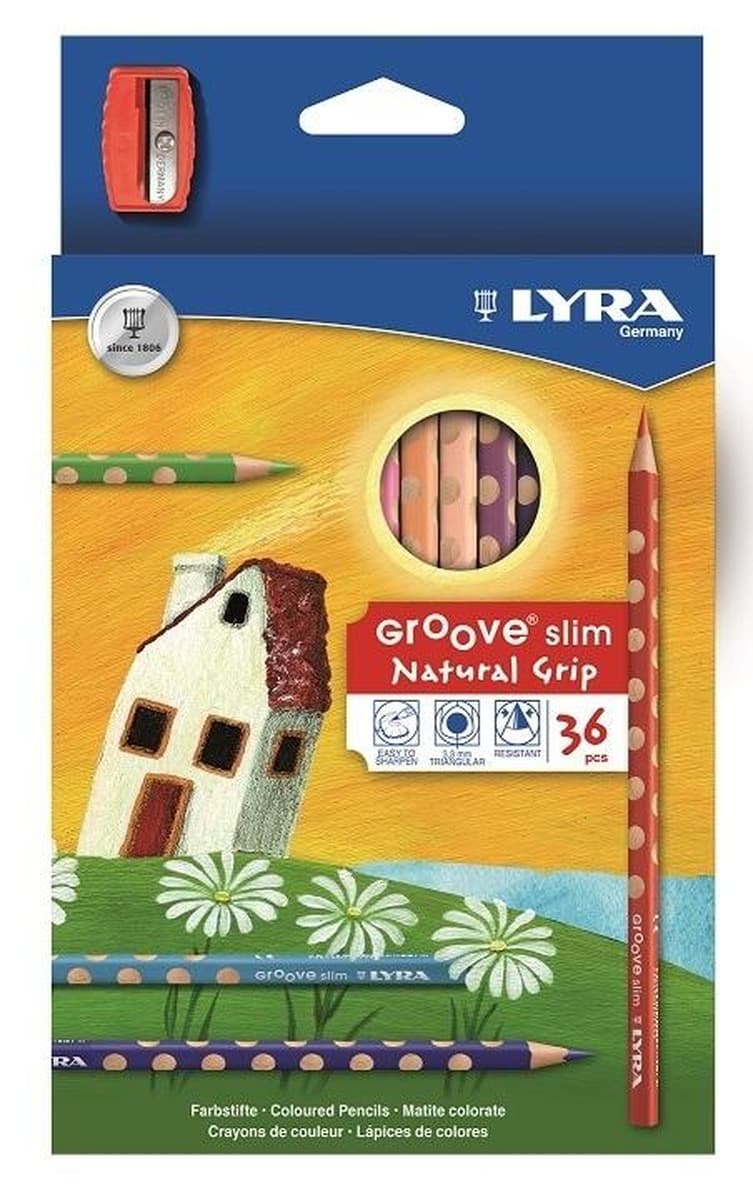 Lyra Kredki trójkątne Groove Slim 36 kolorów z temperówką