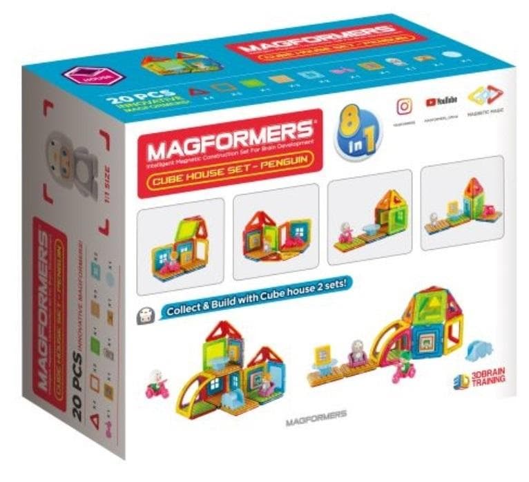 Klocki magnetyczne Magformers Cube House Pingwin 20 elementów